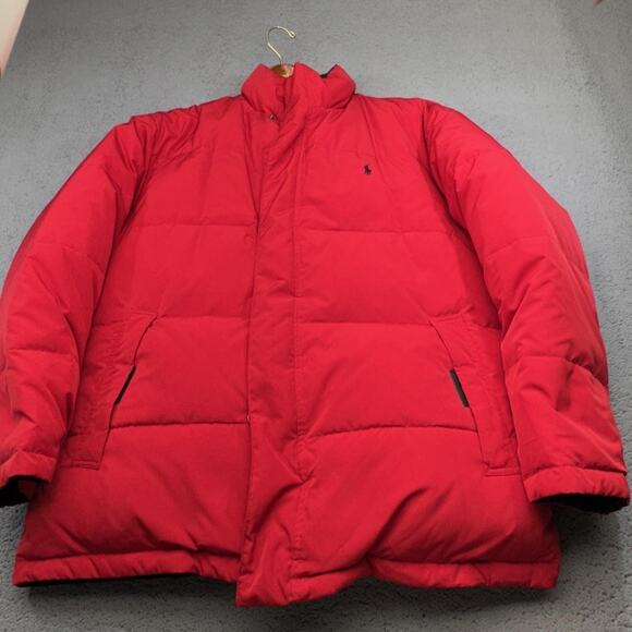 Polo Ralph Lauren Jacket Mens Large Black Red Down Reversible Puffer Winter Coat - Picture 3 of 16